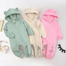 Personalised Kids Tales Bear Ear All-in-One Romper with Hood. Cosy Winter Outfit