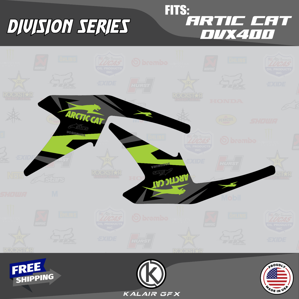 POMOCA シール（186cm 135-107-125向け） Graphics Kit for ARCTIC CAT DVX400 (2005-2008) Division - Green