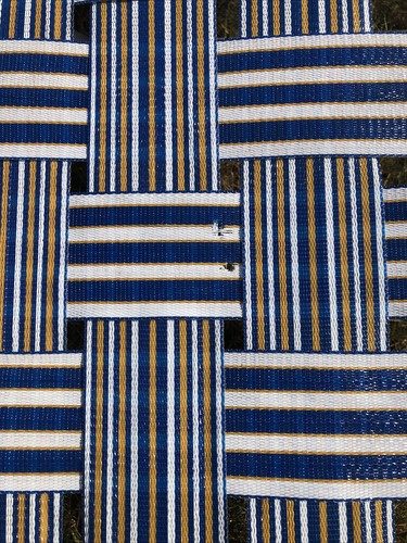 Webbed Vintage Sunbeam Aluminum Folding Chaise Lounge Chair Blue & White & Gold - 第 4/12 張圖片