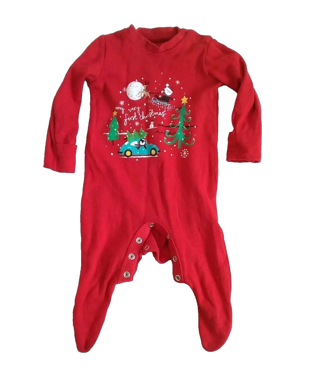 0-3 Months My Very First Christmas Babygrow Red