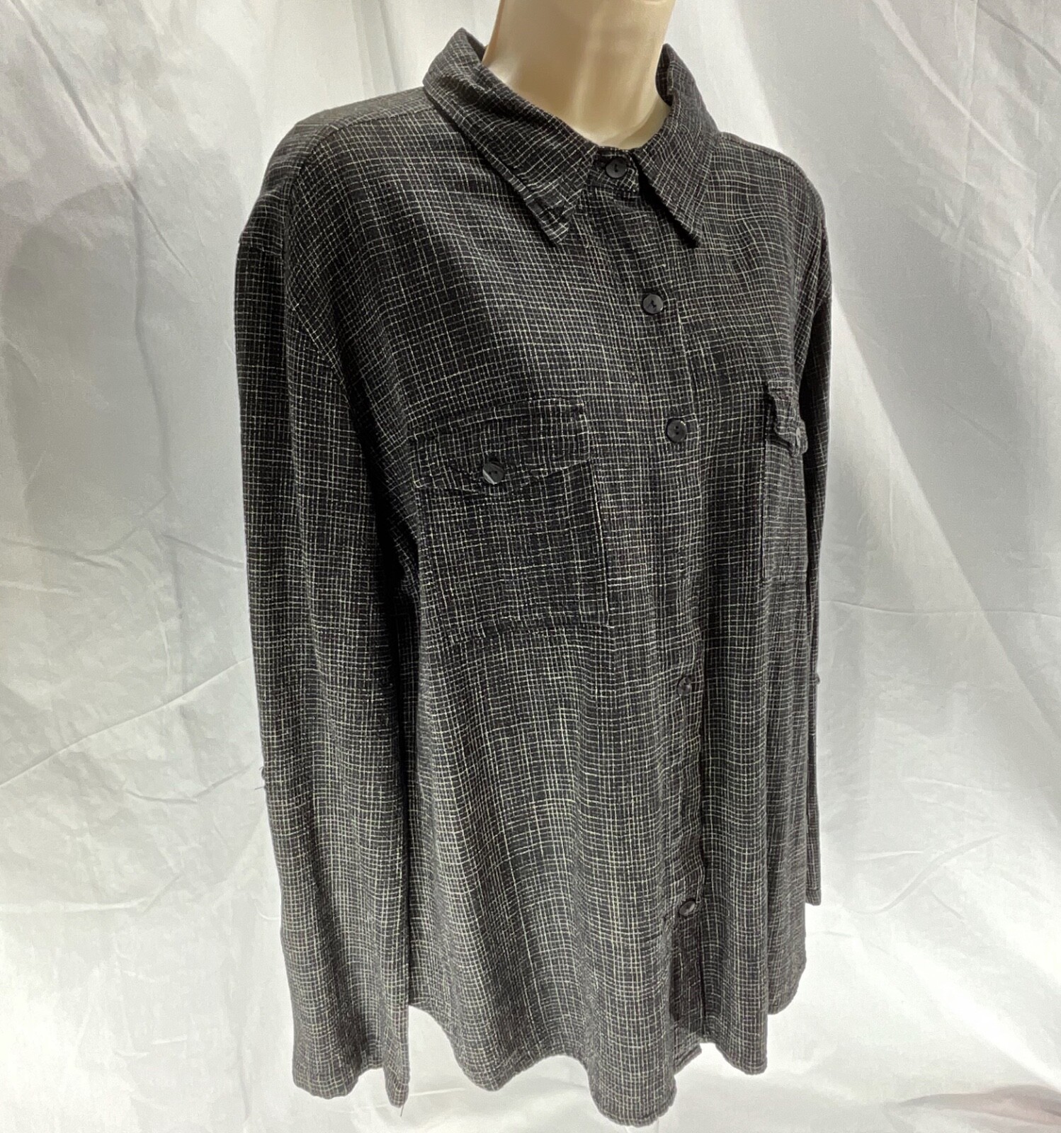 Chicos Design Button Down Collared Top Black Whit… - image 2