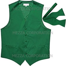 New Men's Formal Vest Tuxedo Waistcoat free style selftie Bowtie emerald green