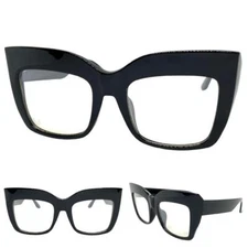 Oversized Classic Retro Clear Lens Slight Tint SUN GLASSES Big Thick Black Frame