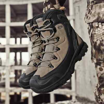 Men's Waterproof Leather Desert Boots Non-Slip Lightweight Work Safty Shoes