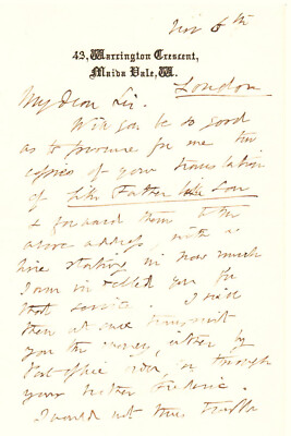 James Payn - ALS -1830-1898 Noted Writer & Editor - Most Popular Man of His Time