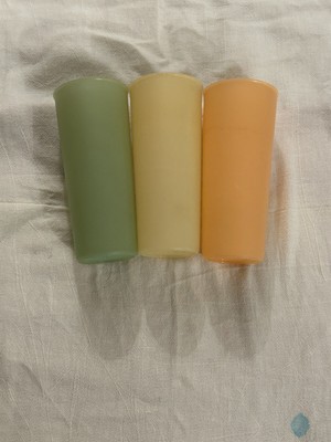 Vintage Tupperware Plastic Tumblers Cups 12 oz Pastel Lot of 3