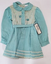 Vintage Fayette Girls Dress Business Sophisticated Gingham Teal NWT Size 4 READ