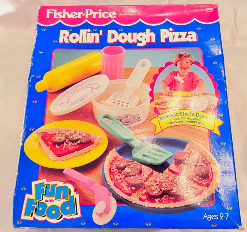 Fisher Price Fun With Food Rollin Pizza Dough  2176 Circa 1993 In Original Box - Foto 1 di 12