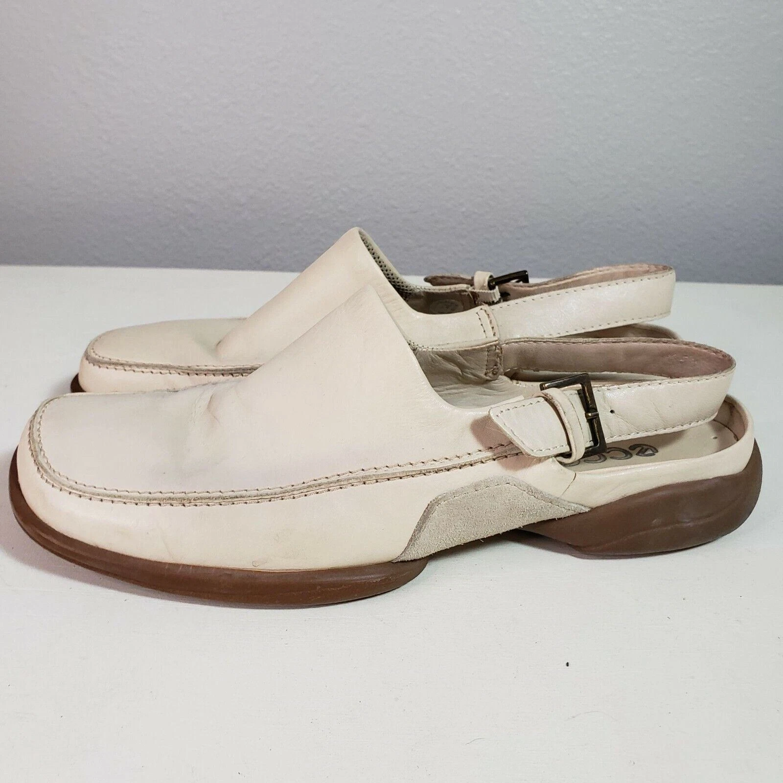 Mulo schienale posteriore in pelle crema Ecco taglia 4 5