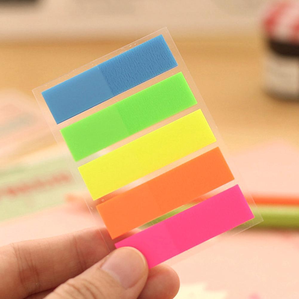 100Pc Fluorescent Sticky Notes Memo Flags Bookmark Tabs for Study & Office-image