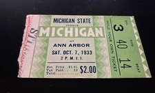 1933 Michigan Wolverines MSU Spartans college football game ticket stub RARE