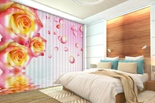 3D Yellow Rose Petals ZHUA1512 Photo Curtain Window Blockout Fabric Amy 2023