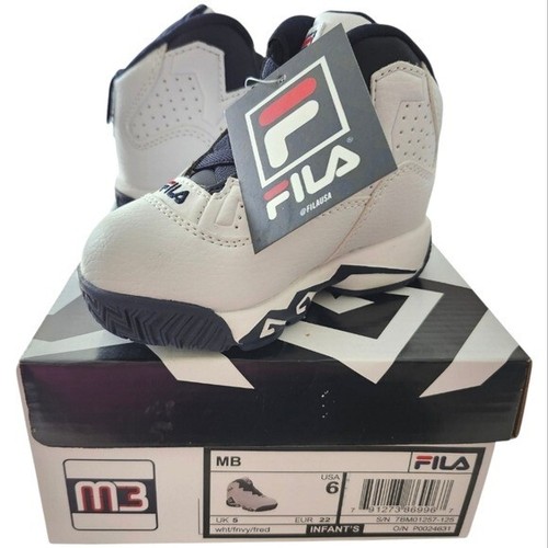 FILA MB 7BM01257-125 White/Navy/Red High Top Sneakers Infant Size 6 NWT - Picture 3 of 9