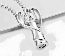 CREMATION ASHES ANGEL WING MEMORIAL On Pendant 20" 925 Sterling Silver Necklace