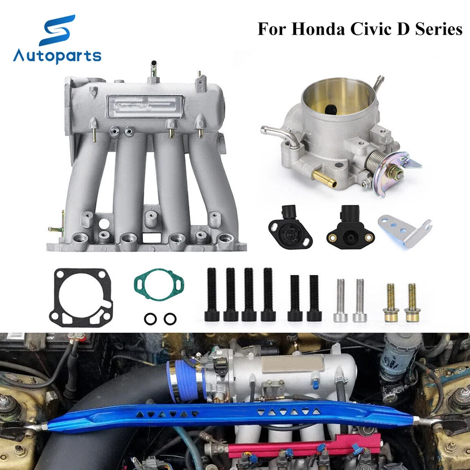 Впускной коллектор + корпус дроссельной заслонки для 88-00 Civic 88-91 CRX 93-97 Del Sol D15 D16 - Изображение 2 из 4