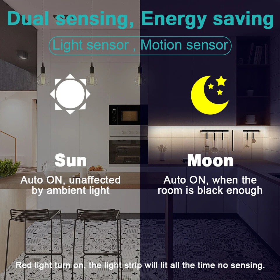 1/3/5M USB PIR Motion Sensor Led Strip Light Cabinet Closet Night Lamp DC5V - Image 4 of 4