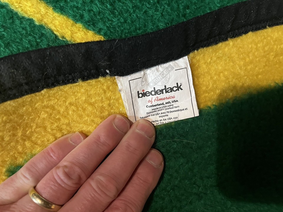 Vintage Biederlack John Deere Blanket 53”x 48” USA Made Tractor Farm