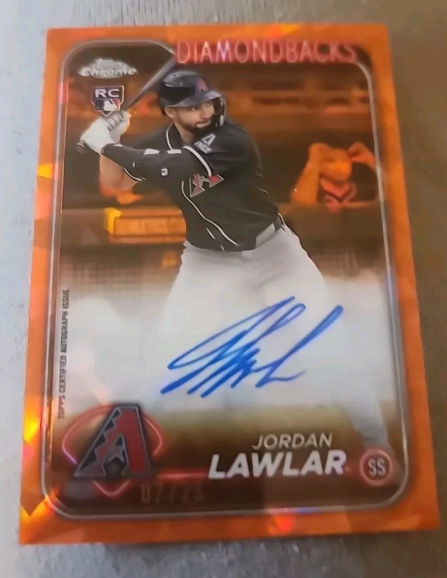 2024 Topps Chrome Update Orange Sapphire Jordan Lawlar Rookie Auto /25 Arizona