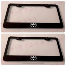 2X Toyota Stainless Steel Black Finished License Plate Frame Holder