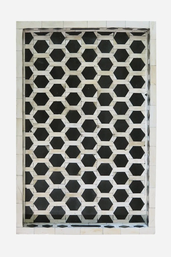 Bone Inlay Hexagonal Design Tray in Black Color - Image 3 of 3