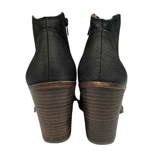 Lucky Brand Elle Ankle Boot Round Toe Black Leather Western Booties Size 9.5 - Picture 10 of 13