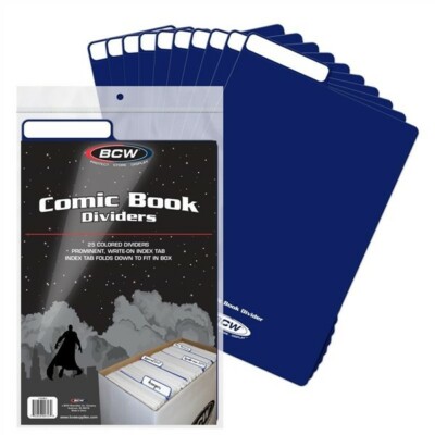 100 BCW Blue Archival Plastic Comic Book Dividers with Folding Write On Tab