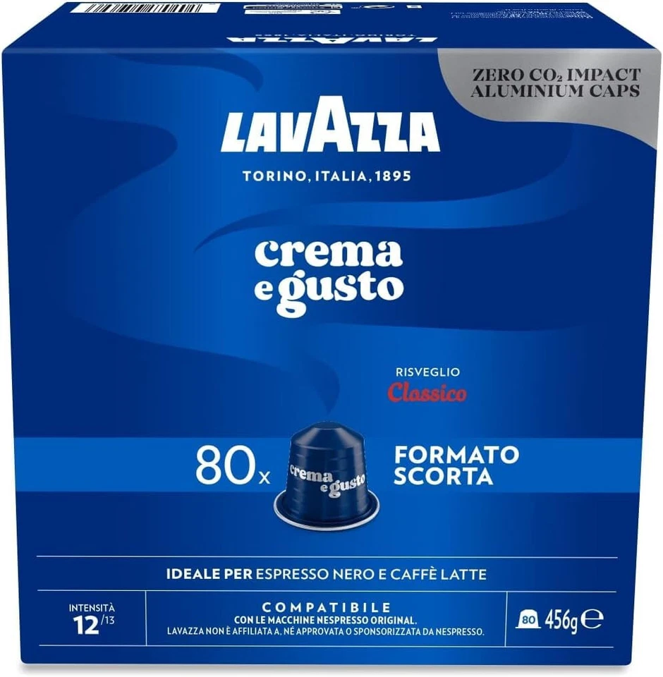 Lavazza Crema e Gusto Classico Nespresso Compatible 80 Capsules Box