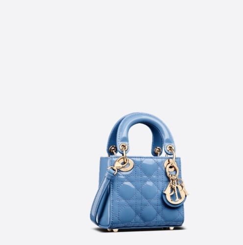 Micro Lady Dior Bag Cornflower Blue Patent Cannage Calfskin