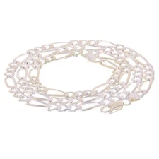 925 Sterling Silver Solid Figaro Link Chain Necklace 6mm 24" 26grams