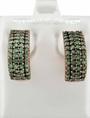 ECHTE 3,12 kt PERIDOT HUGGIES OHRRINGE .925 SILBER (Rosenton) - NEU MIT ETIKETT