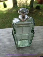 Vtg BOGART PARIS Cologne Perfume BOTTLE Green STERLING SILVER Dabber w/Gemstone