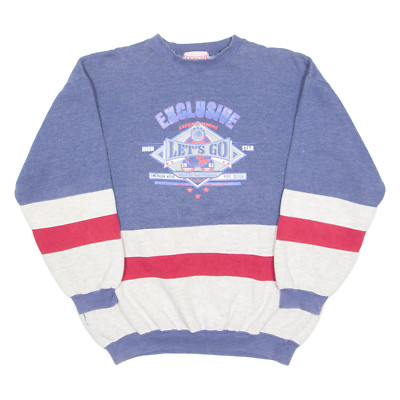 LET'S GO Herren Sweatshirt Blau Rundhals USA M