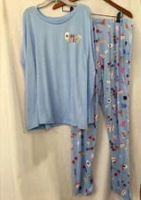 New Joyspun Blue Game Night Jogger Pajama set Christmas Womens Size Small,XL