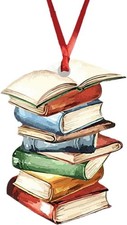 1Pcs Multicolour Book Stack Ornament for Christmas Tree, Book Lover Pendant D...