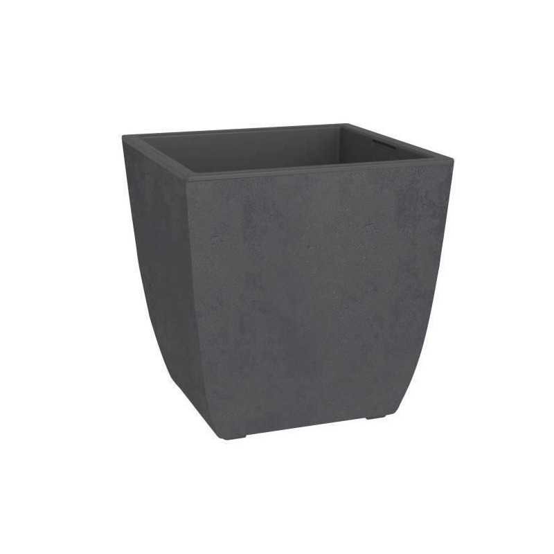 Bac à fleurs carré DIVA BASALT gris anthracite de 42L pour aménagement extérieur