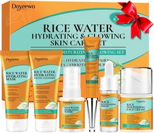 Skin Care Set,6Pcs Women Teen Glass Skincare w/Korean Rice 6 PCS, NO