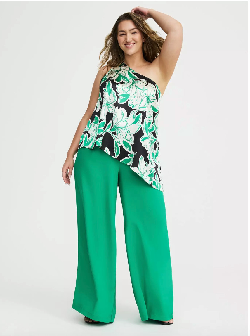 Torrid Satin One Shoulder Womens Blouse Womens 3 Going Out Top Summer Floral NWT