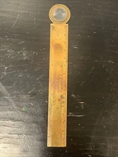 Antique The Rapid Electrotype Co. Brass Copper Ruler Magnifying Glass Rule