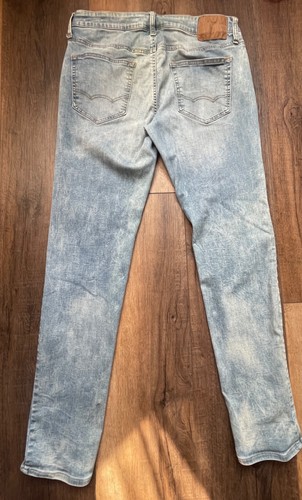 American Eagle Jeans Mens 34x34 Straight Next Level Flex Button Faded Light Blue - Picture 2 of 11