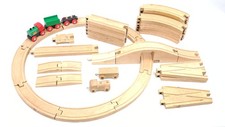 Brio Lot Wooden Train Tracks Bridge Ramps Switches Curves Straights Cars 43 Pcs