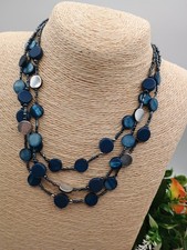 Blue  beaded necklace costume jewellery (K1) marks and Spencer multi strand