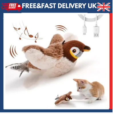 Elektronisches interaktives Fliegen Vogel Katzenspielzeug USB Haustier Simulation Spatz Spielzeug UK