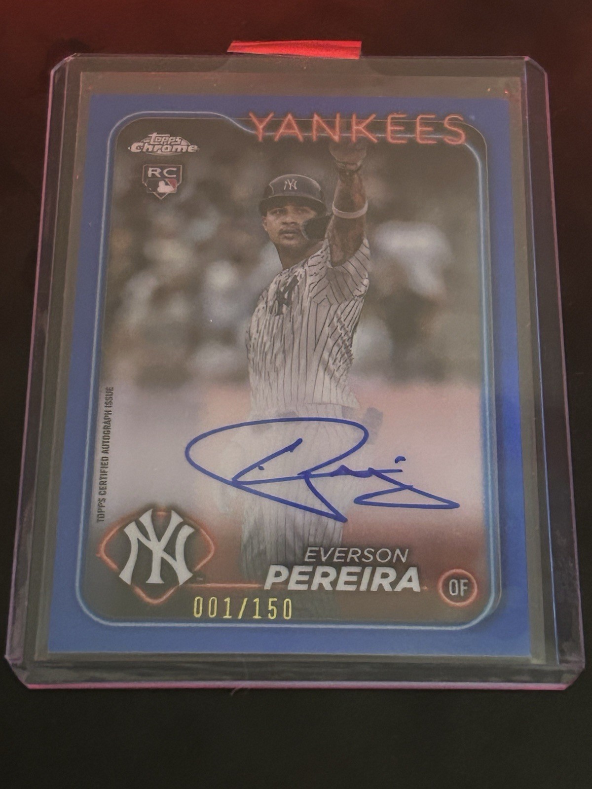 2024 Topps Chrome - Rookie Autographs Everson Pereira #RA-EP Blue Refractor /150