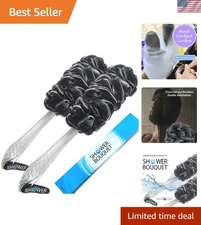 2-Pack Charcoal Back Scrubbers - Extra Large Long Handle for Spa Feel