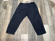 Bryn Walker Linen Pants Womens L Black Cropped Pull On Elastic Back Lagenlook