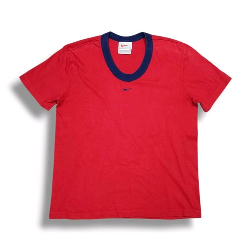 Nike, Vintage Nike 90's Made in USA Center Swoosh Embroidered Logo Red T-Shirt Men's L