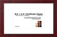 8.5" x 5.5" Matted Certificate Frame - 5.5x8.5 Wood Frame - Holds any document m