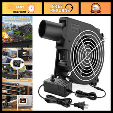 120mm 12V Blower Fan with AC Plug  Variable Speed Squirrel Cage for BBQ, Campin