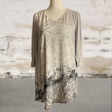 H by Halston 3/4 Sleeve Abstract Printed Blouse/Tunic Size Small