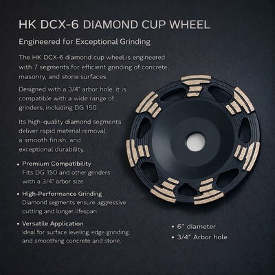 6  Diamond Cup Wheels For Concrete 7 Segment 3/4  Arbor Hole DG 150 / DGH 150
